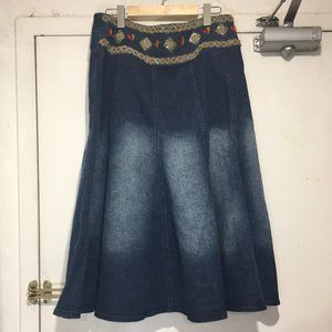 VINTAGE DG2 EMBELLISHED DENIM SKIRTS SIZE 12